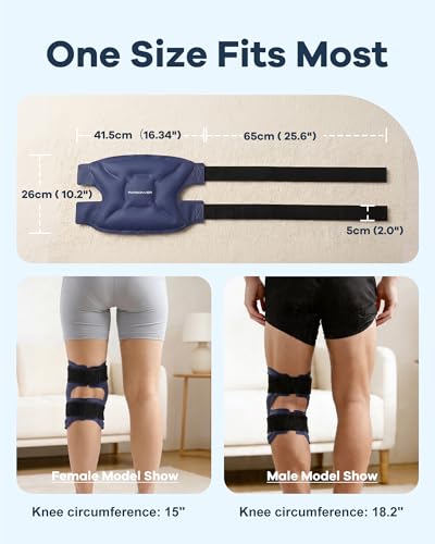 Knee Ice Pack Wrap for Pain Relief, 60-Min Long-Lasting Adjustable Compress