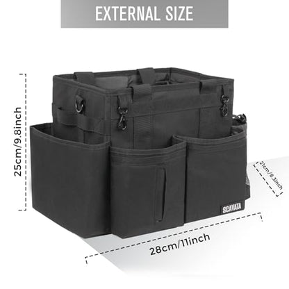 Compact Wearable Cleaning Caddy, Small Supplies Organizer with Handle & Shoulder Straps for Housekeepers, Under Sink & Car Cleaning Tool Organizer Bag (Black) - color: Black