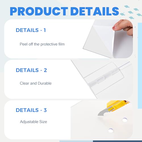 Sieral Aquarium Lids Polycarbonate Canopy 2 Pieces Set 16.87 x 16.87 x 0.12 Inch for 50/65/84 Gallon with Center Brace Aquariums Cover Fish Tank Lid with a Hook Knife, Clear