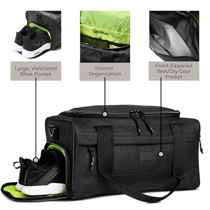 Vooray Boost Small Gym Bag for Women and Men, 23L, Matte Black - color: Matte Black