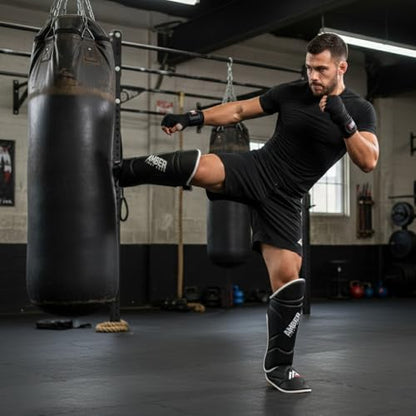 Centurion Muay Thai Shin and Instep Guards, High-Density Foam Protection, Skintex Leather, Adjustable Straps, Lightweight & Durable for MMA, Kickboxing, Muay Thai, and Taekwondo - size: Medium