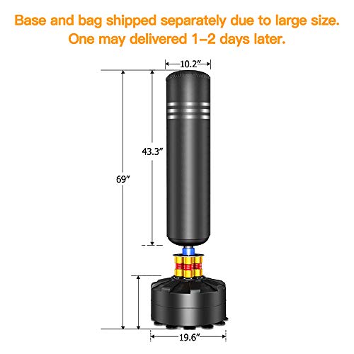 Punching Bag Heavy Boxing Bag with Suction Cup Stand- Freestanding Punching Bag for Adults Kickboxing Bags Kick Punch Bag for Home Gym Boxing Training Black, 69"
