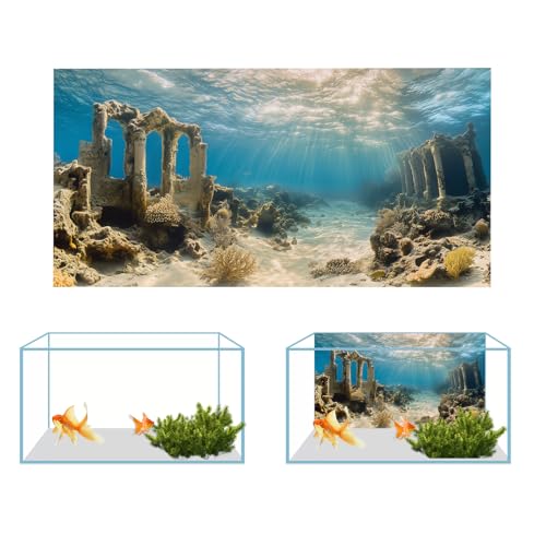 3 Pack Aquarium Background, 36x18 inches Polyester Aquarium Background, Cloth Fish Tank Background, Undersea Ruins Floor Sunshines & Tree Wood Branches Aquatic Plants - size: 36x18 Inch