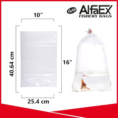 Fishery Bags 10 Inches Leak Proof Rounded Bottom Corners Clear Plastic Fish Bags for Marine and Tropical Fish Transport. (10" x 16" / 100 Pack / 2 Mil)