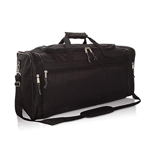 DALIX 25" Extra Large Vacation Travel Duffle Bag (Black, Grey, Navy Blue, Red, Camo) - color: Black