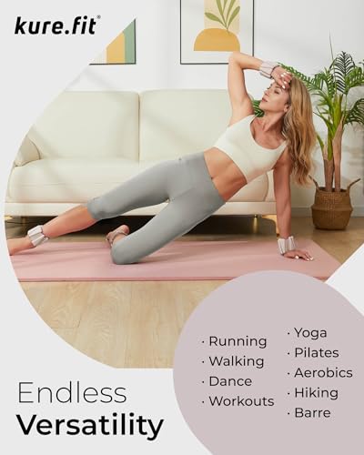 Pilates Wrist & Ankle Weights | Adjustable Weighted Bangles | 1LB/2LB Each - color: Beige, size: 1 LB