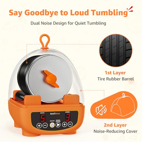 C5 Starter Rock Tumbler Kit - Durable Leak-Proof Rock Polisher - Complete Rock Tumbling Kit with 4-Stage Silicon Carbide Grit - Adjustable Timer & Speed with Memory Function