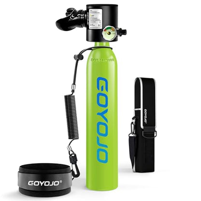 GOYOJO Mini Scuba Tank, Portable Diving Lung Air Tank with DOT Certified, Refillable Emergency Backup Pony Bottle for Snorkeling, Underwater Breathing, Training - color: 0.5L Turquoise Blue