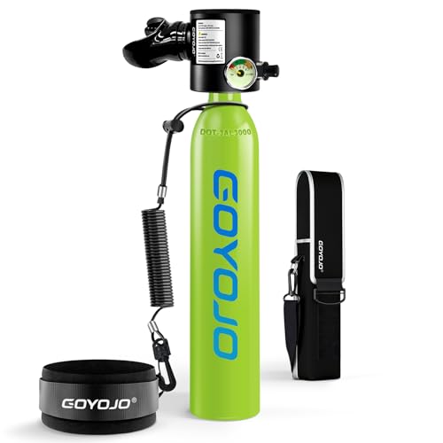 GOYOJO Mini Scuba Tank, Portable Diving Lung Air Tank with DOT Certified, Refillable Emergency Backup Pony Bottle for Snorkeling, Underwater Breathing, Training - color: 0.5L Turquoise Blue