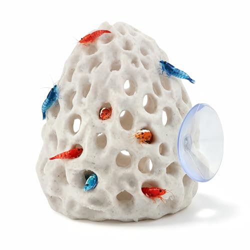 Shrimp Dome Hide Shrimp Hides for Aquarium Bettas Fish Hideout with Suction Cup Aquarium Fish Cave Hideout Bettas Habitat Fishs Tank Tunnel(Color:White)