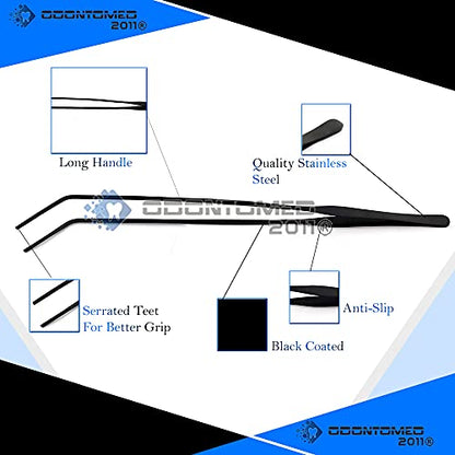 Aquarium Tweezers Extra Long 15 inches, Stainless Steel Curved Tweezers 38cm Extra Long Tweezers for Fish Tank Plant Aquascape Tools, Feeding Tongs Black