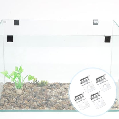 4 Pcs Aquarium Lid Clips, 4mm Aquarium Cover Support Clamps, Aquarium Cover Holder Lid, Stainless Steel Aquarium Tank Cover Clamps Set, Silver Tone