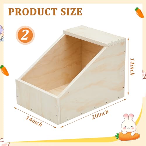 2 Pack Wood Rabbit Nesting Box, 20x14x14 Inch Wooden Hutch Hideout for Breeding, Natural Burrow Den Alternative for Rabbits & Small Animals - size: 20x14x14 Inch