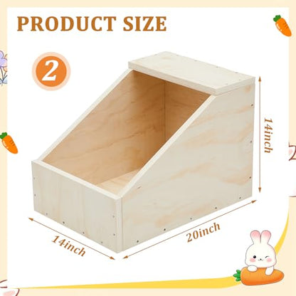 2 Pack Wood Rabbit Nesting Box, 20x14x14 Inch Wooden Hutch Hideout for Breeding, Natural Burrow Den Alternative for Rabbits & Small Animals - size: 20x14x14 Inch