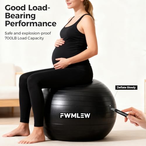 Extra Thick Exercise Yoga Ball, 5-Size Anti-Burst Heavy Duty Stability Gym Ball for Fitness, Core Workout, Pregnancy & Office Chair, Includes Quick Pump - size: M(19-22ines/48-55cm)