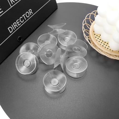 10PCS Double Sided Suction Cups - Heavy Duty Clear Silicone Sucker Pads (30mm) for Glass Mirrors Bathroom Aquarium Smooth Surfaces