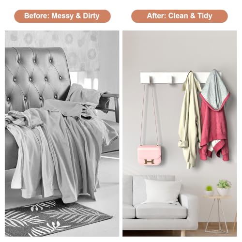 PMMASTO Stainless Steel Wall Coat Rack, White- 4 Hooks, 2 Pack, L Shape - color: White, size: 4 "L" Hooks, 2PACK