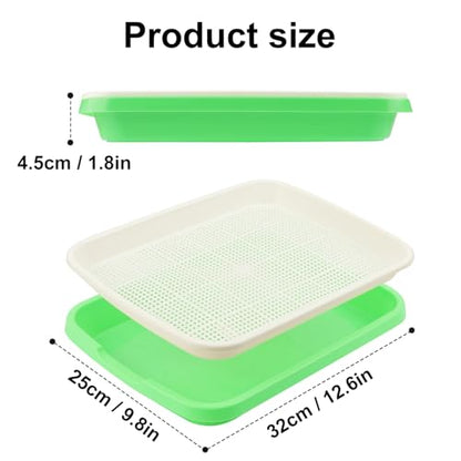 20 Pack 12.6 x 10 x 1.8 inch Microgreens Growing Trays, BPA-Free Sprouting Trays, Germination Tray for Beans, Wheatgrass & Microgreens, Home, Kitchen & Garden - size: 20 Pack 12.6 x 10 inch green