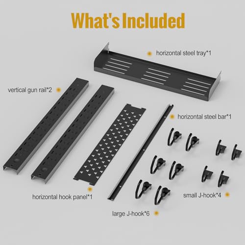 ONETIGRIS Gun Rack Wall Mount,Indoor Gun Rack for Wall with Shelf Horizontal and 1 Removable Gun Accessories Tray - style: MOLLE Panel&Shelf