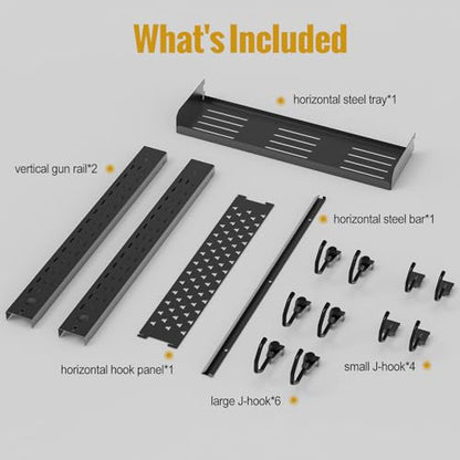 ONETIGRIS Gun Rack Wall Mount,Indoor Gun Rack for Wall with Shelf Horizontal and 1 Removable Gun Accessories Tray - style: MOLLE Panel&Shelf