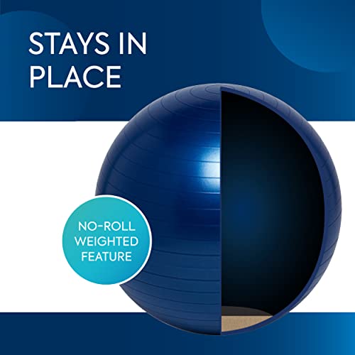 Bouncyband Balance Ball – Create Flexible Seating to Improve Focus at School, Office, or Home with This No-Roll Weighted Ball - color: Dark Blue, size: Medium (Pack of 1)