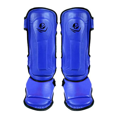 PFG Classic Shin Instep Guard for Boxing MMA Muay Thai Training - color: Blue, size: Small-Medium