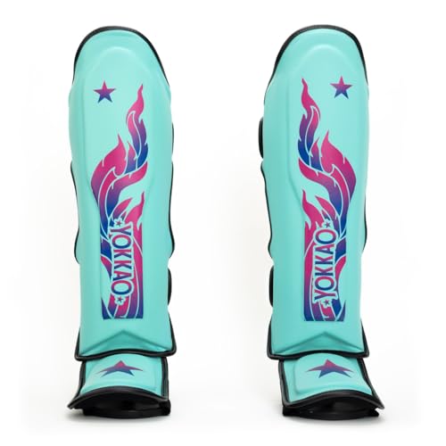 YOKKAO Microfiber Shin Guards - A-Grade Thai Microfiber | Multi-Layer Foam | Single-Shell Wrap | Produced at YOKKAO Factory, Thailand | S-L - color: Tiffany Flame, size: Large