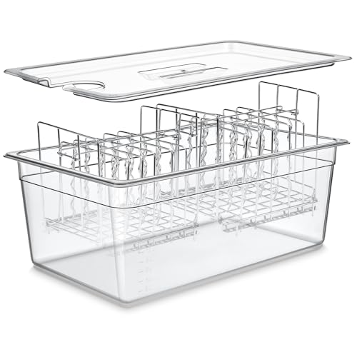 Large Sous Vide Container 26 Quarts with Lid,Complete Sous Vide Accessories Kit BPA Free,Compatible with Anova and Most Sous Vide Cookers（Comes with 2 Sous Vide Racks and Insulating Sleeve） - color: Large Sous Vide Container-with 2 Rack