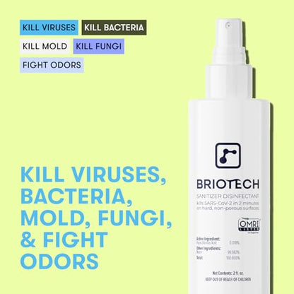 BRIOTECH Sanitizer Disinfectant Hypochlorous, Kill 99.99% of Viruses & Bacteria, Control Mold, Eliminate Odor, Gentle for Nursery & Play Rooms, Food Contact Surface Sanitizer, 1 Gallon Refill (2 Pack) - size: 128 Fl Oz (Pack of 2)