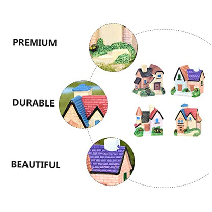 GANAZONO 4pcs Aquarium Accessories Resin Villa Ornament House Model for Landscape Decor for Garden Lovers Random Style