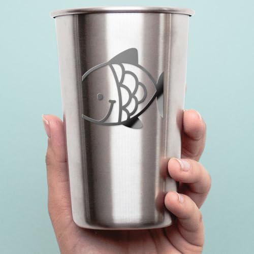 Decal Stickers of Fish (Metallic Silver) (Set of 2) Premium Waterproof Vinyl Decal Stickers for Laptop Phone Accessory Helmet Car Window Mug Tuber Cup Door Wall Decoration - ANDVER1f44141SI