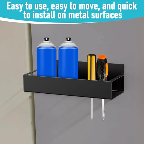 2 Pcs Magnetic Spray Can Holder, Magnet Toolbox Holder, Wall Mounted Spray Bottle Rack, Mechanic Paint Can Organizer, Tool Box Storage Rack for Garage Home Workspace (Black)