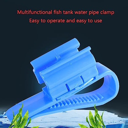 2 Pack Fish for Tank Mounting Clip Water Pipe Hose Holder Multifunction Adjustable Clamp for 0.31""-0.62"" Dia Tub Aquarium Tube Holder, Blue