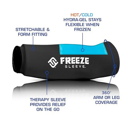 FreezeSleeve Ice & Heat Therapy Sleeve- Reusable, Flexible Gel Hot/Cold Pack, 360 Coverage for Knee, Elbow, Ankle, Wrist- Turquoise, X-Large - color: Turquoise, size: X-Large (Pack of 1)