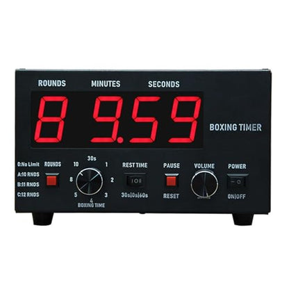 Boxing Timer, LED Gym Timer with Full Button Operation, Adjustable Buzzer and Stopwatch, Selectable Training Time and Cycle Repetitions for Muay Thai and Kickboxing - color: Red