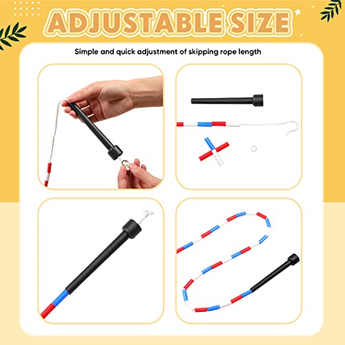 Zubebe 16-foot Double Dutch Jump Ropes Bulk Segmented Skipping Colorful Beaded Ropes for Kids Adults Fitness Physical Education Gym Class School Sports Outdoor Activities, Red White and Blue