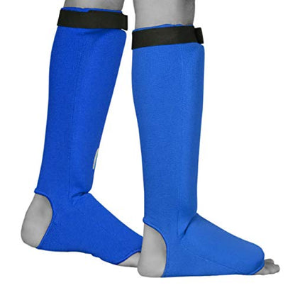 UFG Ultimate - Cloth Shin Instep Guard - Karate MMA Boxing Muay Thai Training Protection - color: Blue, size: Small-Medium