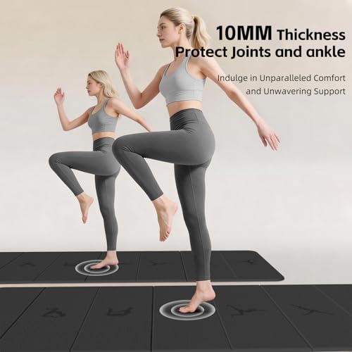 Extra Thick 10mm Foldable Yoga Mat, SGS Certified POE Non-Slip Mat, Multi-Purpose Exercise & Fitness Mats for Studio or Home - color: Black-74"L x 26"W x 0.4"Th