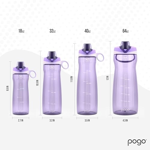 Pogo 18oz Plastic Water Bottle with Chug Lid and Carry Loop, Lilac - color: Lilac, size: 18 Ounces