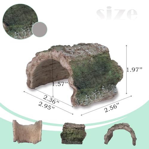 IBWell 2 Pack Aquarium Hideout Reptile Cave Betta Log Resin Hollow Tree Trunk Ornament Terrarium Tank Decoration for Fish Turtle Small Reptile - Short