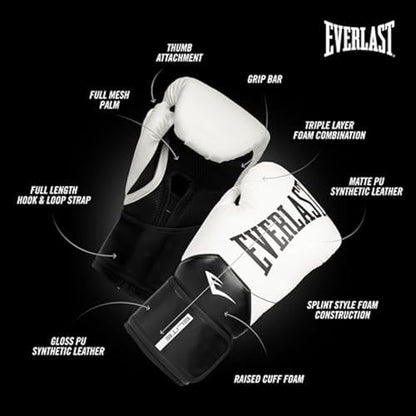 Everlast Elite 2 Boxing Gloves - color: White/Black, size: 12 oz