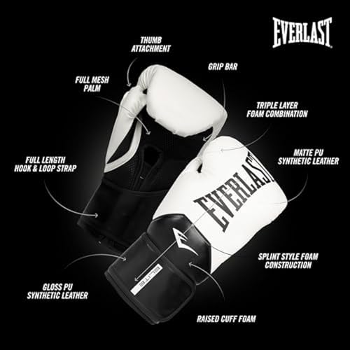Everlast Elite 2 Boxing Gloves - color: White/Black, size: 16 oz (Pack of 2)