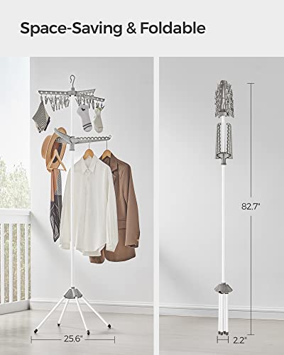 SONGMICS Clothes Drying Rack, 72.8-Inch Drying Rack, 3 Rotatable Arms - color: Gray + White, style: 2-Tier-Clip