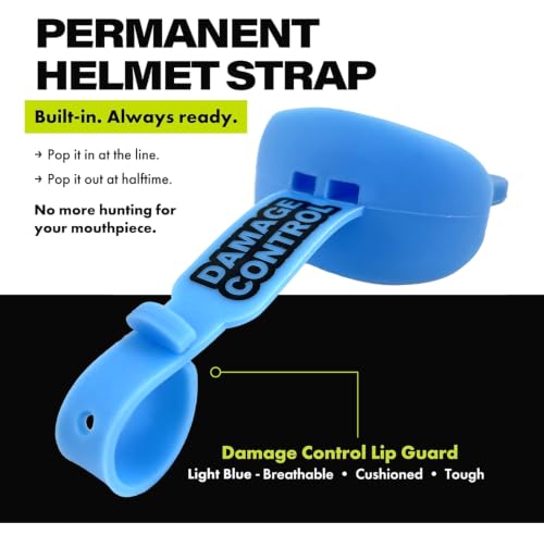 DAMAGE CONTROL Pacifier Football Mouth Guard – Permanent Strap – Light Blue - color: Light Blue