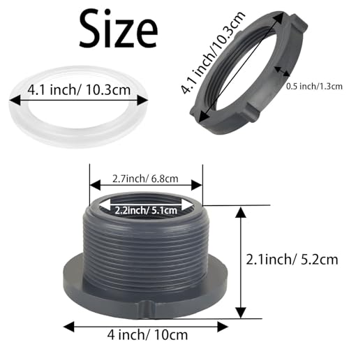8PCS Bulkhead Fitting 2 inch Double Threaded Bulkhead Water Tank Connector PVC Bulkheads Fitting Threaded Thru-Bulk Pipe Fittings for Rain Barrels, Aquariums, Ponds, Water Tanks