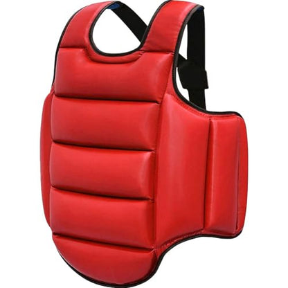 Boxing Chest Guard Kickboxing MMA Muay Thai Body Protector Adjustable Strike Shield Martial Arts Upper Belly Ribs Protection Pad - color: Red