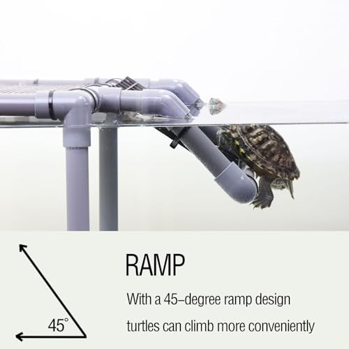 Extra Large Standing Turtle Basking Platform, 13.4" Width Turtle Basking Area with Ramp, DIY Turtle Tank Accessories, PVC Basking Dock for Aquatic Turtles for 75/90/120 Gallon