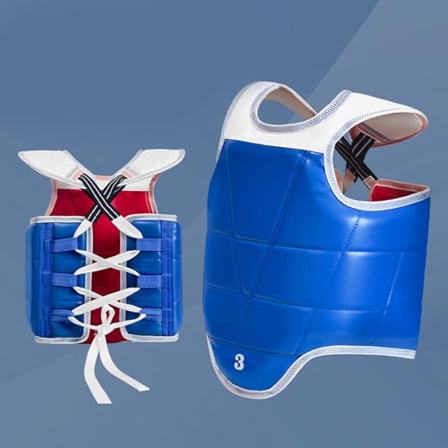 Taekwondo Chest Guard Breathable Polyester Adjustable Fit Training Gear Leather Taekwondo Protectors Perfect for Adults PU Martials Art Chest Guard Adjustable