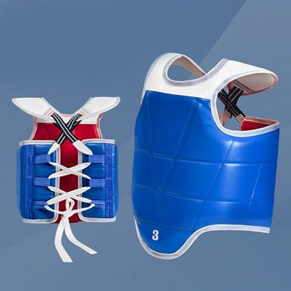 Taekwondo Chest Guard Breathable Polyester Adjustable Fit Training Gear Leather Taekwondo Protectors Perfect for Adults PU Martials Art Chest Guard Adjustable