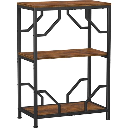 Snughome 10 Gallon Aquarium Stand, Fish Tank Stand with 3 Tier Storage, Heavy Duty Metal Terrarium Stand for Home Office, 21.26" x 11.81" x 30.51", Rustic Brown